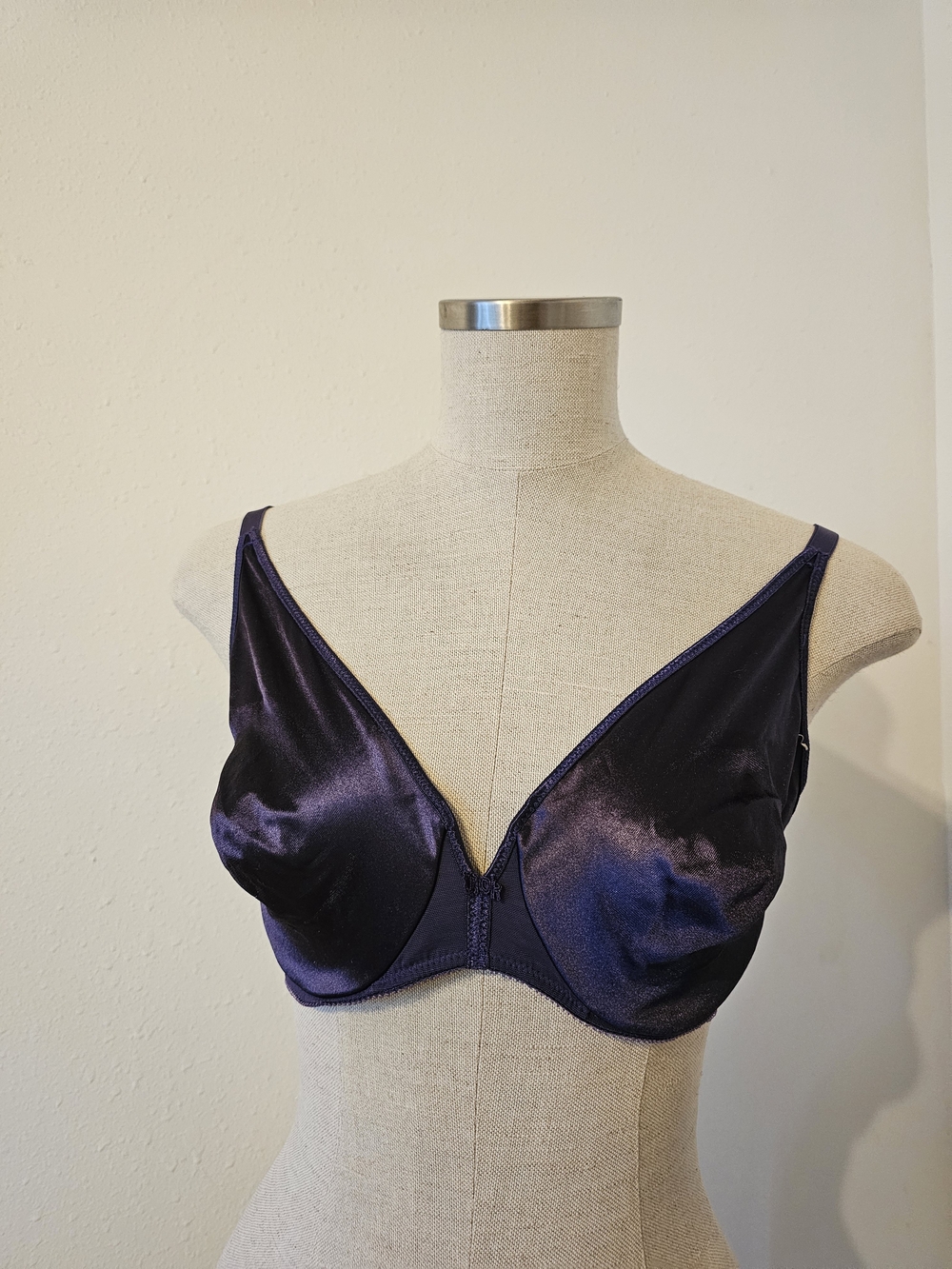 Vintage Christian Dior Satin Underwire Bra in Deep Violet